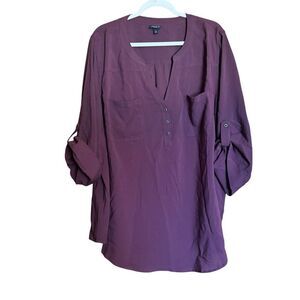 Torrid Harper Tunic Top Womens 4X Purple Roll Tab Sleeve Popover Blouse